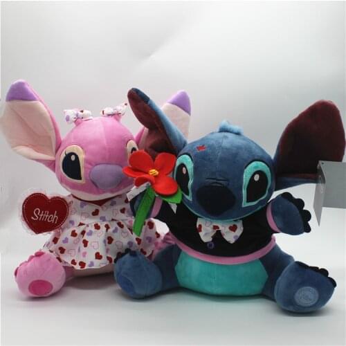 1piece 28cm couples Lilo & Stitch high quality stitch and Angel plush Toys Valentine gifts