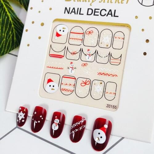 1 Pc Sweater Snowflake Snowman Christmas Winter Nail Sticker Cute Puppy Kitten Design Nail Art Decals Manicure Decoration Tools