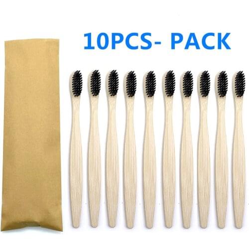 Bamboo Toothbrush Biodegradable Soft Bristle Toothbrush 10PCS Wood Teeth Brush Mix Color Bamboo Handle Eco-friendly Oral Care