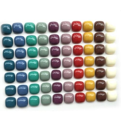 10 Pcs/Lot Color Geometric Square Half Pill Resin Chess Pieces Board Games Accessories 15mm