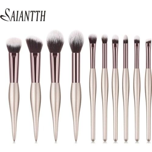 SAIANTTH 10pcs Pregnant belly makeup brushes kit gun coffee tube Multifunctional full set cosmetic set powder blush eyeshadow