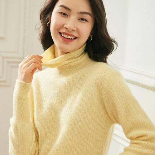 100% Cashmere Sweater Women Pullover Sexy Hollow Out Casual Solid Color Classic Turtleneck Loose Jumper Tops Autumn Spring