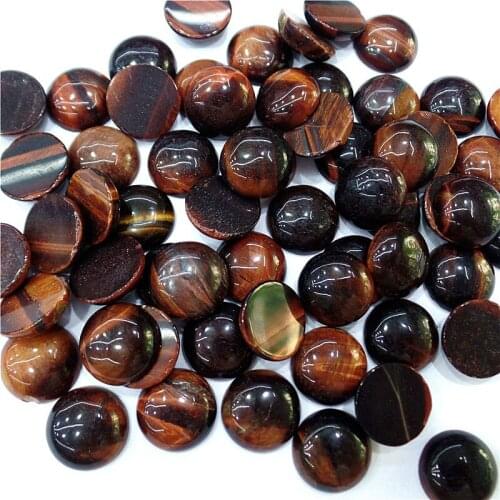 100Pcs 14x5mm Wholesale Natural Red Tiger Eye Gem Round Cab Cabochon DIY Jewelry Making Accessories M157
