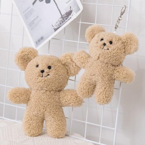 18/24cm Cute Cartoon Plush Teddy Bear Keychain Fluffy Bear For Baby Plush Toy Girl Bag Car Key Ring Mobile Phone Pendant Gift