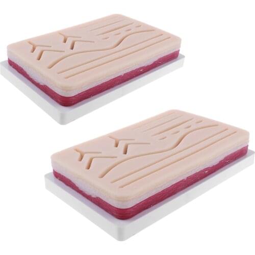2 Sets Human Skin Wound Suture Pad Model Suturing Repeated Practice Kits School Medical Teaching Nurse Trainning Lab Supplies