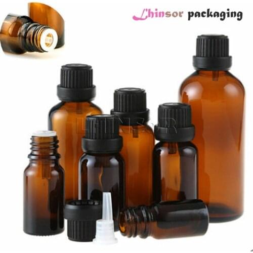 20pcs/lot 5ml 10ml 15ml 20ml Empty Amber Brown Glass Essential Oil Doterra Dropper Bottles Liquid Aromatherapy Vials Containers