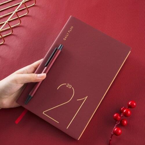 2021 schedule notebook 365 day leather cover simple design time efficiency management self-discipline daily plan notebook