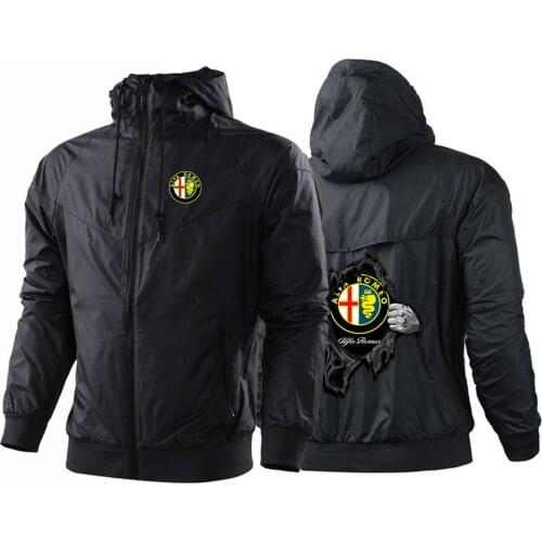 2021 Mans Summer Alfa Romeo Logo Hoodies Male Harajuku Windbreaker Solid Zipper Coats Print Jackets Sport Men College Tops
