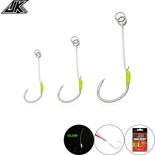 JK SJSA 1/0-5/0 Slow Jig Hooks Single Assist Fishing Hook Set High Carbon Steel Fish Fishhook Saltwater Bost Lure Accessories