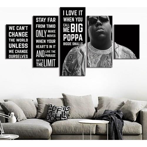 5 Panel Biggie Small Big Poppa Poster HD Printed Canvas Painting Wall Art Modular Frame Wall Picture Wall Home Decor