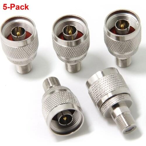 5-Pack Low Loss N-Type Male to F-Type Female Jack Coax RF Connector Adapter for ADS-B Antenna Booster Repeater