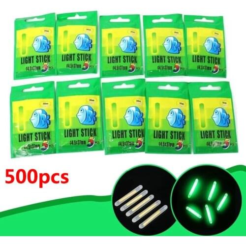 500pcs Fishing Float Light Stick Fireflies Fluorescent Lightstick Night Float Rod Light Dark Glow Stick Fishing Tackle Tool