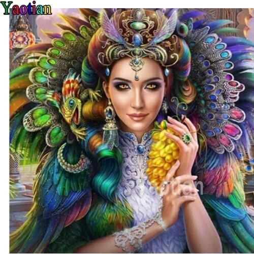 5D Diy Diamond Painting Peacock Fairy Beauty Beads Embroidery Diamond Full Round Square Drill Diamond Mosaic Handicrafts