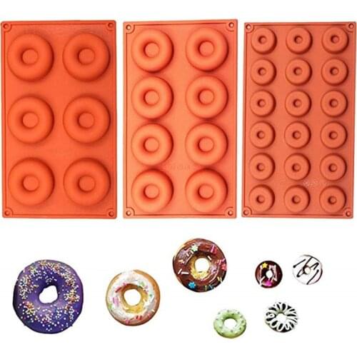 6/8/18 Holes Donut Silicone Mold Chocolate Silicone Mold Ice Cubes Soap Cookies Mould Jelly Fondant Molds Cake Baking Tools