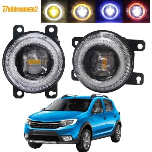 Car Fog Light Assembly LED Lens Angel Eye Daytime Running Lamp DRL 30W H11 12V For Renault Sandero Stepway Hatchback 2008-2015