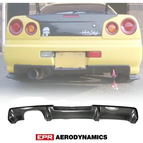 Car-styling For Nissan Skyline R34 GTR OEM Carbon Fiber Rear Bumper Diffuser Add On In Stock