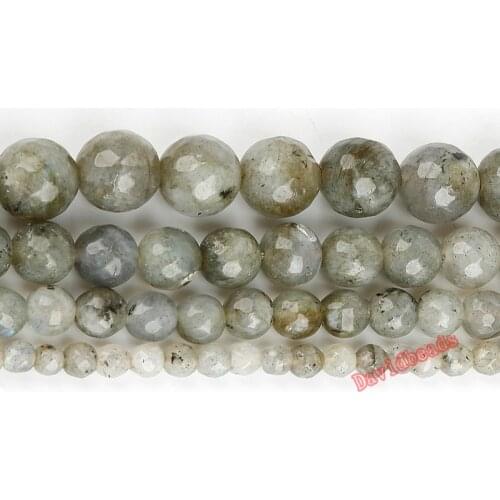 Free Shipping Natural Stone AA Grade Faceted Blue Labradorite Round Loose Beads 15" Strand 4 6 8 10 12MM Pick Size For Jewelry