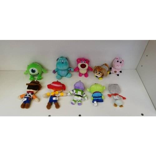 Disney 5PCS Toy Story Woody Lotso Bear Anime Plush Keychain Cartoon Stuffed Doll chain Toy Pendant Ornament Birthday Gifts New