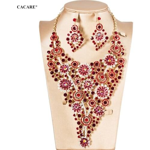 CACARE Luxury Jewelry Sets Women Costume Big Necklace Earrings Set Jewelery Party Jewels Statement F0034 Multi-Choices