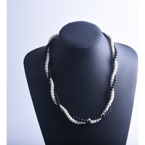 Black and White Pearl Necklace, Grey and White Pearl Necklace, Daily, Party Pearl Accessories