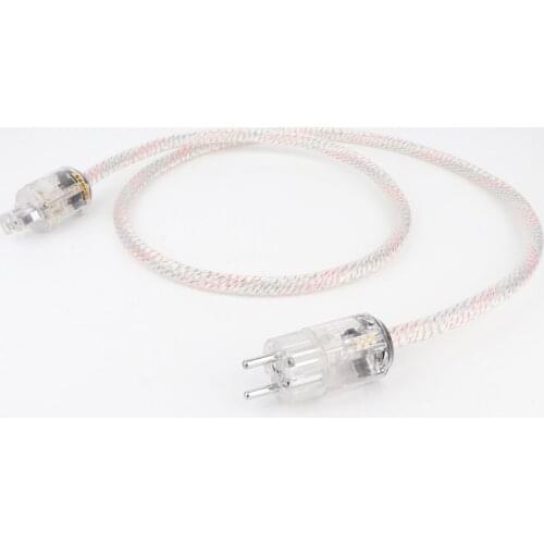 Hifi Audio 7N OFC Silver Plated power line Hi-end EU Verison AC POWER CABLE Cord with Rhodium Pated Plug Schuko Connector Cable