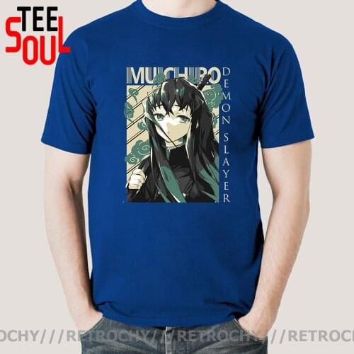 Retrochy Men Cotton T-shirt Kimetsu No Yaiba Demon Slayer Muichiro Tokito Tshirt Women T Shirt Summer Tees Hip Hop Harajuku Tops
