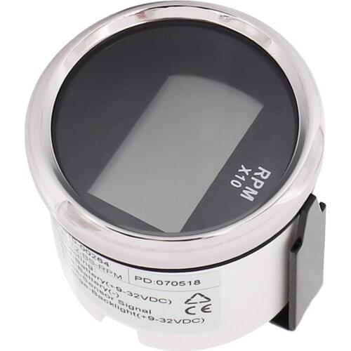 Meter RPM Gauge Indicator silver rim back face fit Auto Boat Engine Red Backlight 9V 32V IP67 waterproof