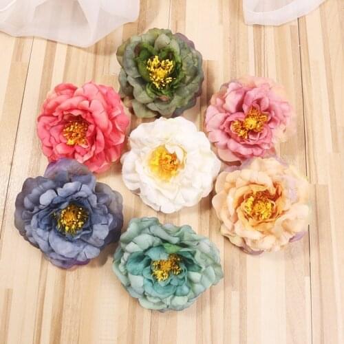 5/10 Heads 9CM Artificial Silk Rose Flowers Bride Bouquet Poney Flower For Wedding Party Decorative Scrapbooking DIY Wreath