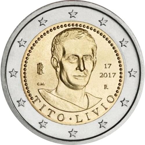 Italy 2000 Anniversary of the Death of Titus-Levius, 2 Euros Real Original Coins True Euro Collection Commemorative Coin Unc