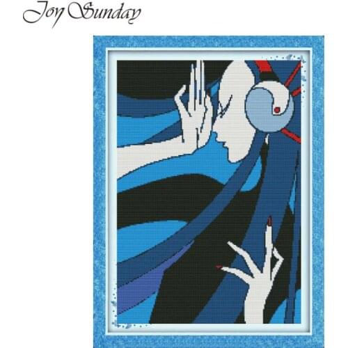 Joy Sunday Fashion Girl Painting Cross stitch kit 11CT 14CT DMC Printed Embroidery cross set DIY Handwork Counted Needlework Set
