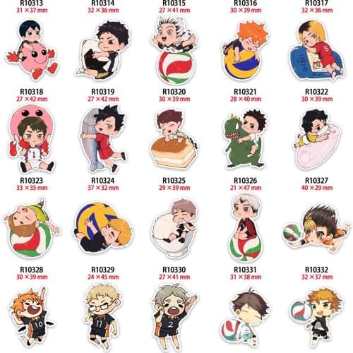 Kawaii Volleyball Boy Character Cabochon Haikyuu Resin Flatback Printed 30pcs/lot for Earring Keychains DIY Dec Accessories