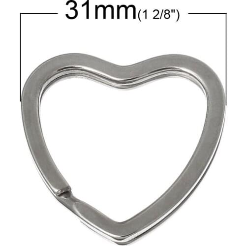 DoreenBeads 10PCs dull silver color Valentine Heart Split Rings Key Rings (B03297)