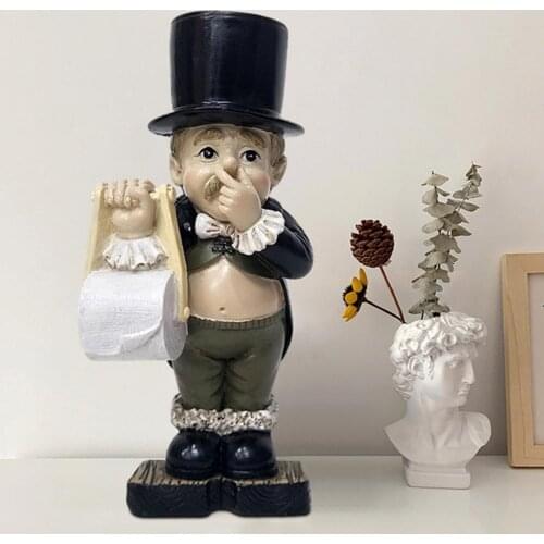 Comical Intricate Detailing Toilet Butler Statue Stable Resin Home Sculpture Home Decor Sculpture Home Decor