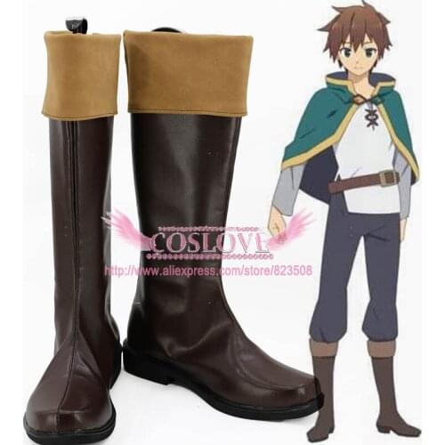 Kono Subarashii Sekai ni Shukufuku o Kazuma Sato Brown Cosplay Shoes Boots CosplayLove For Halloween Christmas Party