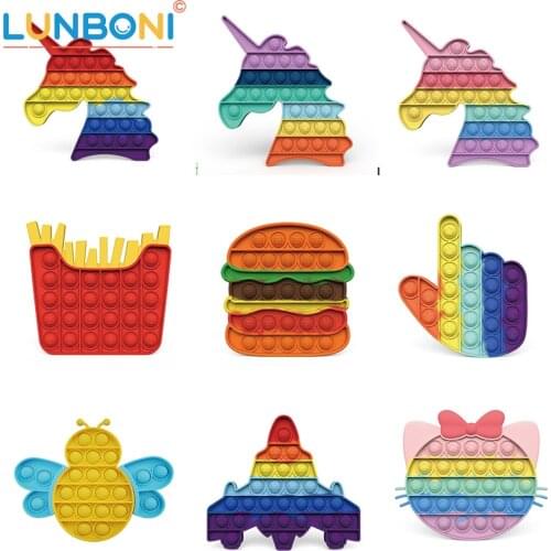 Colorful Fidget Board Game Toy Pop Pattern Unicorns Model Stress Relief Decompress Antistress Sensory Toy For Kids Adults