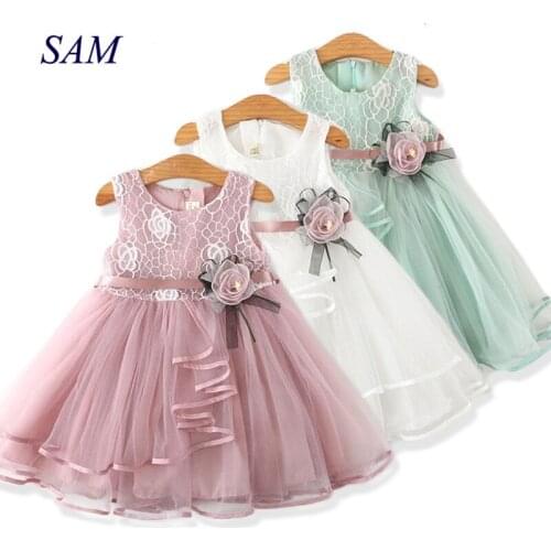 2020 Girls Lace Mesh Princess Dresses Summer Solid Sleeveless Tulle Tutu Dress For Children Kids Clothing Party pageant Vestido