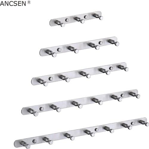 Wire Drawing Hook Wall Mounted 3-7 Holes Hooks Kitchen Wall Door Clothes Towel Hat Row Hooks Robe Hooks Hanger For Hanging