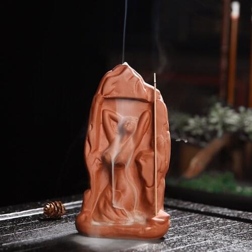 Purple clay backflow incense burner tenderness like water ceramic home decoration aromatherapy burners ornaments