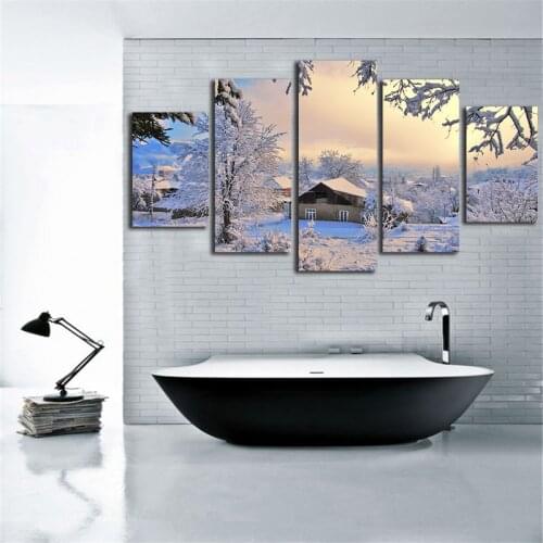 Top Sell 5 Pieces Modern Wall Art Painting Of snow Series Artwork Picture Cuadros Modular Paintings On The Wall