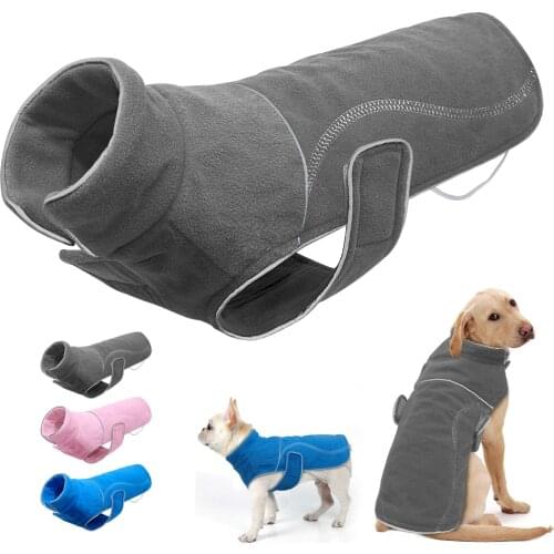 Soft Fleece Dog Clothes Vest Reflective Dogs Vests Warm Winter Pet Clothing Jacket For Small Medium Large Dogs Bulldog S-5XL