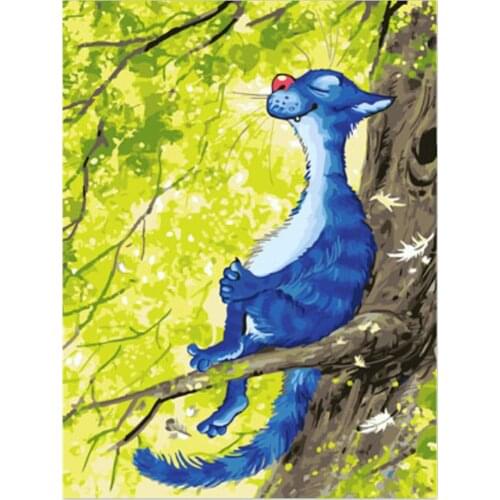 Cartoon Blue White Cat Printed 11CT Cross-Stitch Embroidery Set DMC Threads Craft Sewing Handicraft Hobby Jewelry Counted