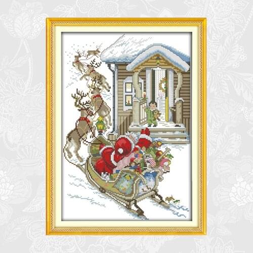 Joy Sunday Christmas Eve Chinese Cross Stitch kits DMC 14CT 11CT Cotton Fabric Embroidery Hotel Home Decor Painting