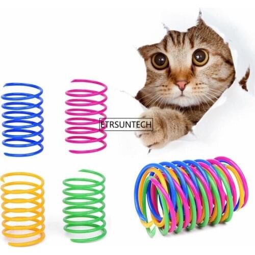 200Set Cute Cat Spring Toys Plastic Colorful Springs Cat Toy Playing Toys For Kitten Pet Accessories Set