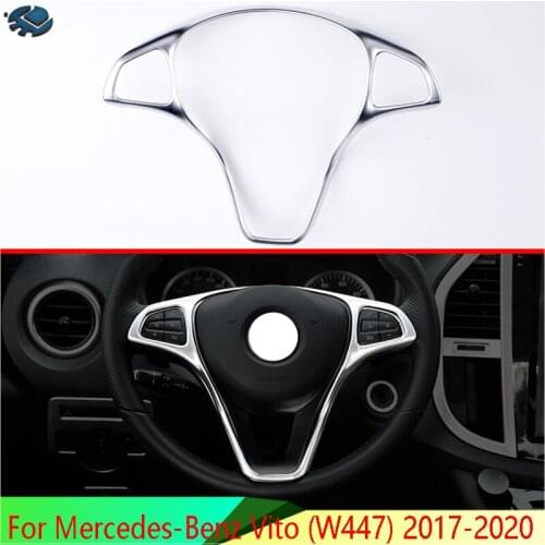 For Mercedes-Benz Vito (W447) 2017-2020 ABS Chrome Steering Wheel Panel Cover Bezel Trim Insert Badge Molding Garnish