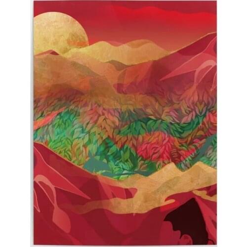 Wall Artwork Poster Prints Modular Tropical Golden Sunset Pictures Canvas Painting Fantasy Forest Home Decoration For Bedroom