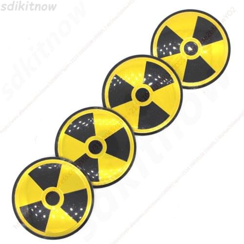 New Nuclear Radiation Warning Sticker Car Wheel Hub Caps Cover Rim Emblem Styling For VW BENZ BMW AUDI OPEL Renault TOYOTA Skoda