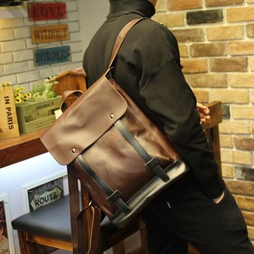 NEW Fashion Vintga Men Backpack High Quality Crazy Horse Leather For Teenage Female School Shoulder Laptop Bag Bagpack Mochila