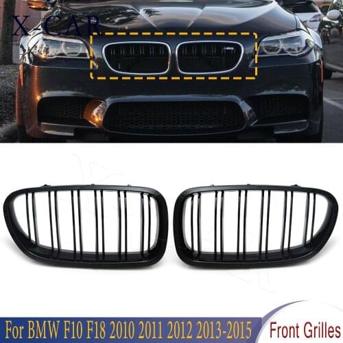X-CAR 1 pair Front Grill Grille Gloss Black Kidney Sport Dual Slat For BMW F10 F18 F02 F11 M5 2010 2011 2012 2013 2014 2015