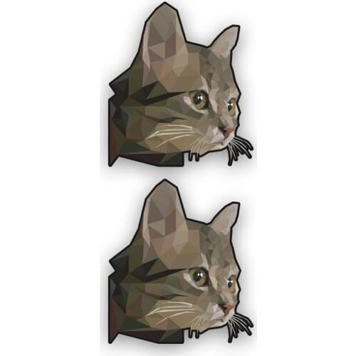 Polygonal Triangle Design Gray Cat 2'li Set Sticker Plane Extreme