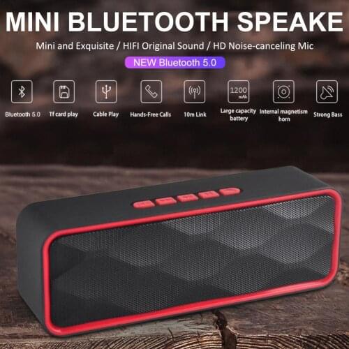 Portable Bluetooth 5.0 Speaker Multimedia USB Subwoofer Car Wireless Stereo Speaker Support for Mobile Phone and iPad